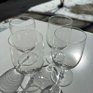 2501 4 EA. MOUTH BLOWN, HAND CRAFTED FOOTED JUICE / WATER GLASS  - vintage